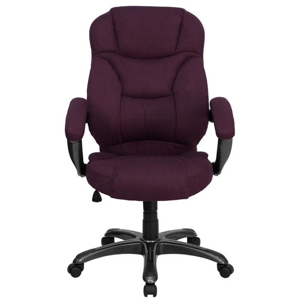 High Back Grape Microfiber Contemporary Executive Swivel Ergonomic Office Chair With Arms By Flash Furniture | Office Chairs | Modishstore - 4