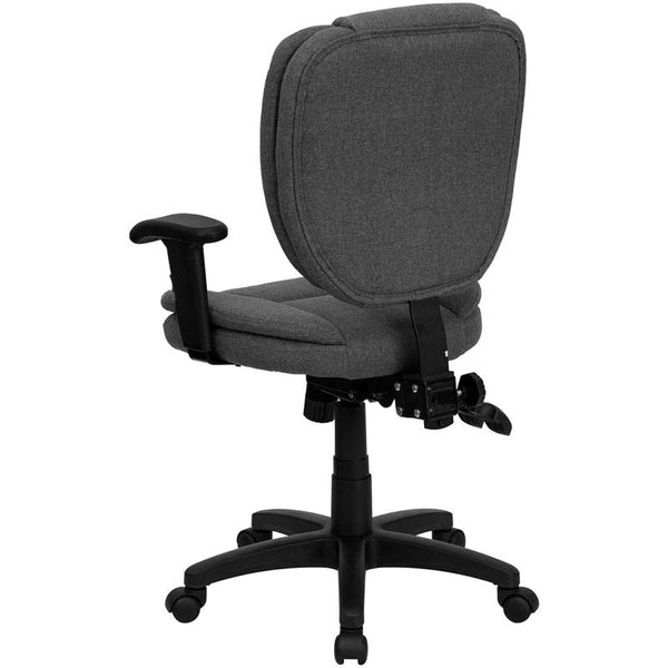 Mid-Back Gray Fabric Multifunction Swivel Ergonomic Task Office Chair With Pillow Top Cushioning And Arms By Flash Furniture | Office Chairs | Modishstore - 3