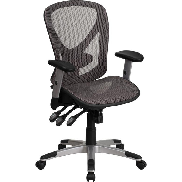 Mid-Back Transparent Gray Mesh Multifunction Executive Swivel Ergonomic Office Chair With Adjustable Arms By Flash Furniture | Office Chairs | Modishstore