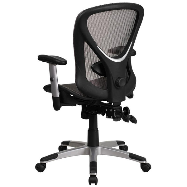 Mid-Back Transparent Gray Mesh Multifunction Executive Swivel Ergonomic Office Chair With Adjustable Arms By Flash Furniture | Office Chairs | Modishstore - 3