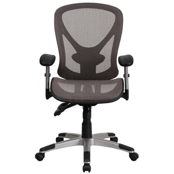 Mid-Back Transparent Gray Mesh Multifunction Executive Swivel Ergonomic Office Chair With Adjustable Arms By Flash Furniture | Office Chairs | Modishstore - 4