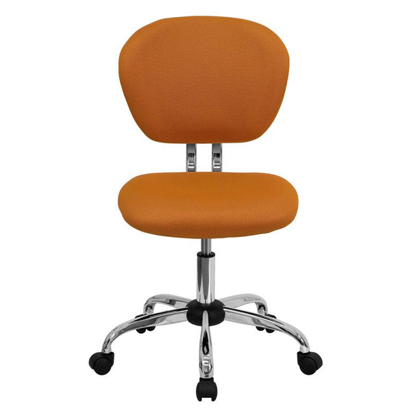 Mid-Back Orange Mesh Padded Swivel Task Office Chair With Chrome Base By Flash Furniture | Office Chairs | Modishstore - 4