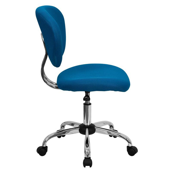 Mid-Back Turquoise Mesh Padded Swivel Task Office Chair With Chrome Base By Flash Furniture | Office Chairs | Modishstore - 2