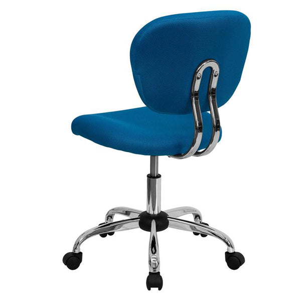 Mid-Back Turquoise Mesh Padded Swivel Task Office Chair With Chrome Base By Flash Furniture | Office Chairs | Modishstore - 3