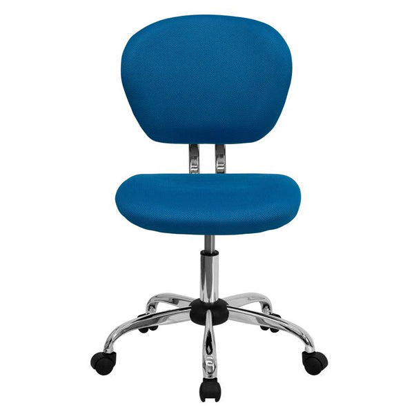 Mid-Back Turquoise Mesh Padded Swivel Task Office Chair With Chrome Base By Flash Furniture | Office Chairs | Modishstore - 4