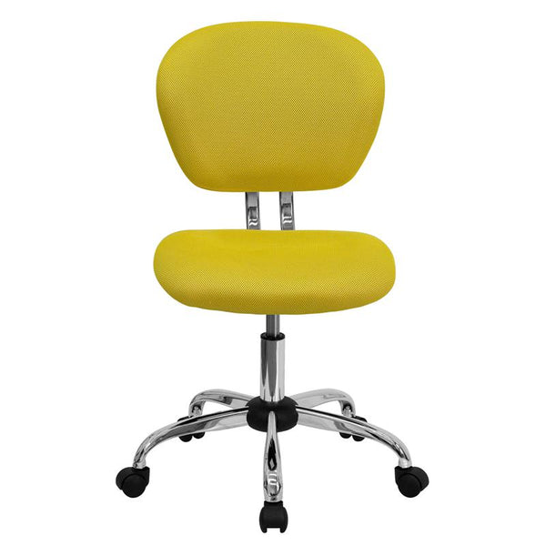 Mid-Back Yellow Mesh Padded Swivel Task Office Chair With Chrome Base By Flash Furniture | Office Chairs | Modishstore - 4