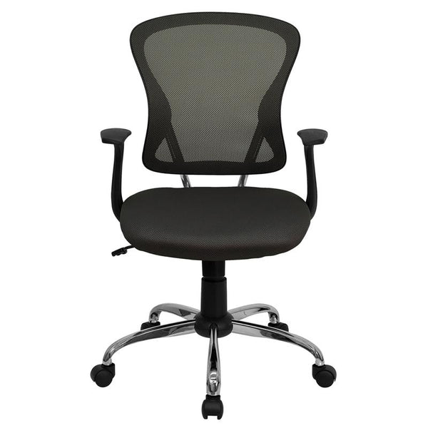 Mid-Back Dark Gray Mesh Swivel Task Office Chair With Chrome Base And Arms By Flash Furniture | Office Chairs | Modishstore - 4