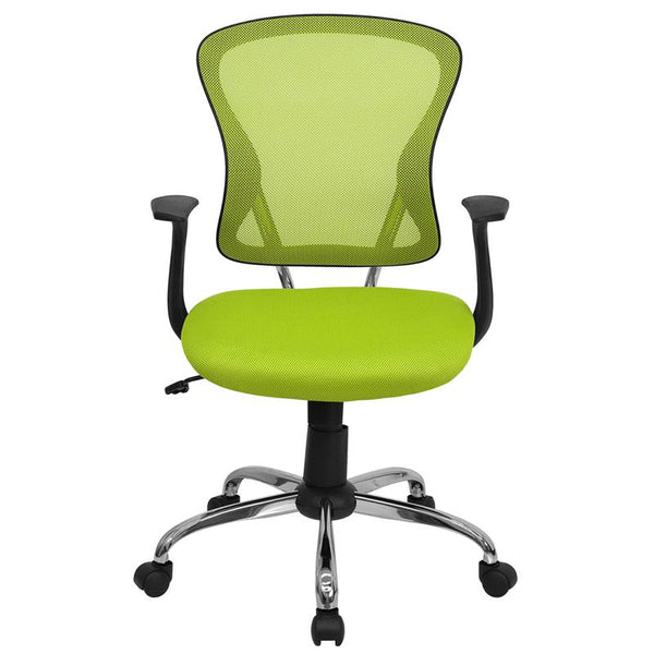 Mid-Back Green Mesh Swivel Task Office Chair With Chrome Base And Arms By Flash Furniture | Office Chairs | Modishstore - 4