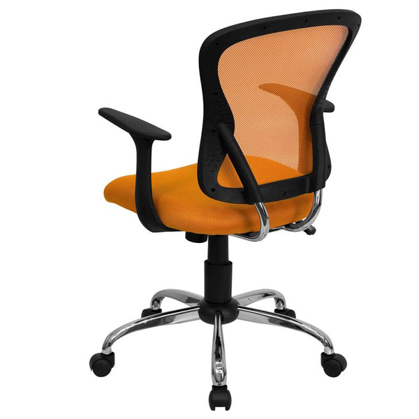 Mid-Back Orange Mesh Swivel Task Office Chair With Chrome Base And Arms By Flash Furniture | Office Chairs | Modishstore - 3