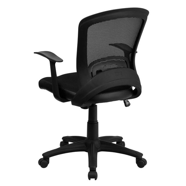 Mid-Back Designer Black Mesh Swivel Task Office Chair With Arms By Flash Furniture | Office Chairs | Modishstore - 3