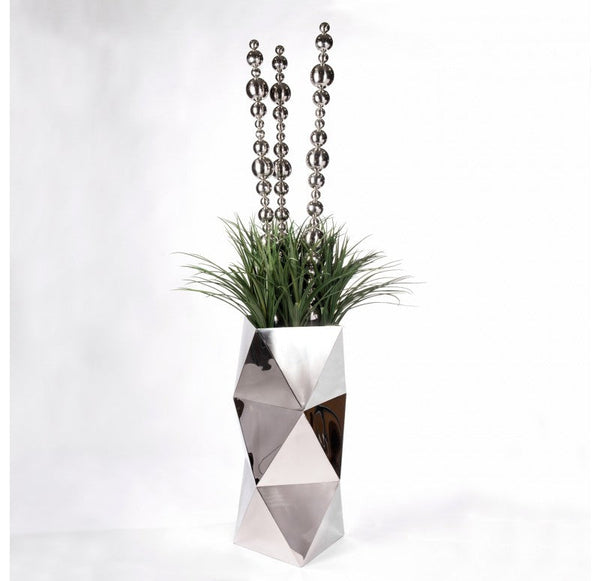 Grass: Liriope & Totems in Stainless Polygon Planters by Gold Leaf Design Group | Planters, Troughs & Cachepots | Modishstore-5