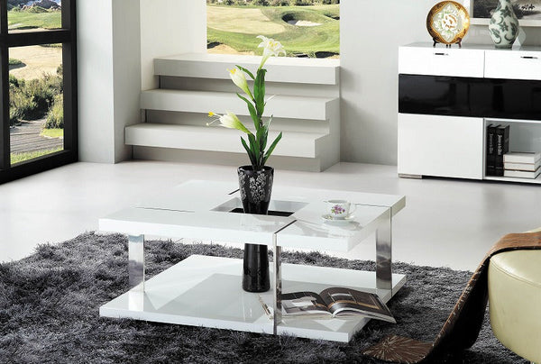 Vig Furniture Modrest Glacier Modern White Coffee Table | Modishstore | Coffee Tables