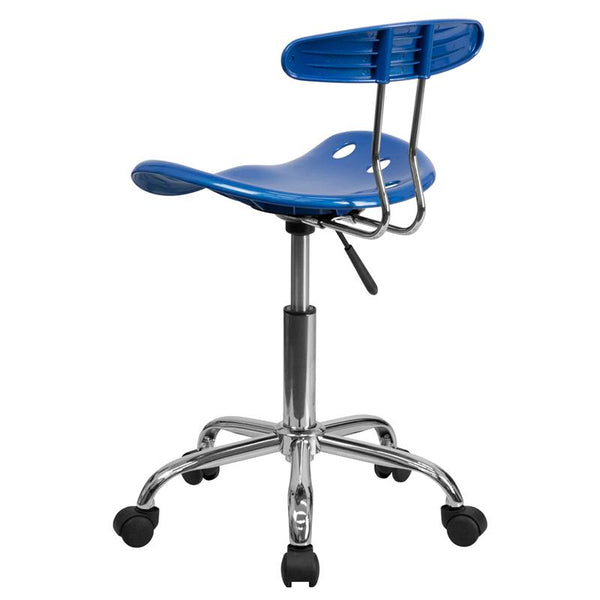 Vibrant Bright Blue And Chrome Swivel Task Office Chair With Tractor Seat By Flash Furniture | Office Chairs | Modishstore - 3