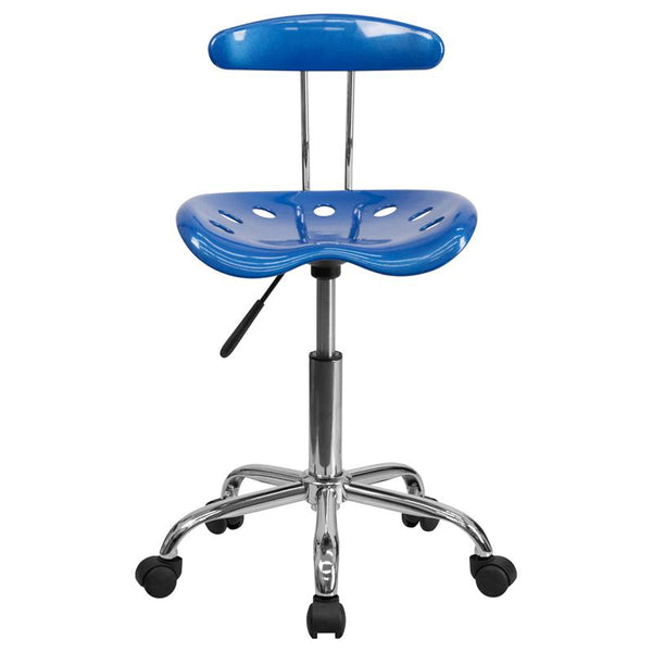 Vibrant Bright Blue And Chrome Swivel Task Office Chair With Tractor Seat By Flash Furniture | Office Chairs | Modishstore - 4