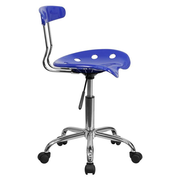 Vibrant Nautical Blue And Chrome Swivel Task Office Chair With Tractor Seat By Flash Furniture | Office Chairs | Modishstore - 2