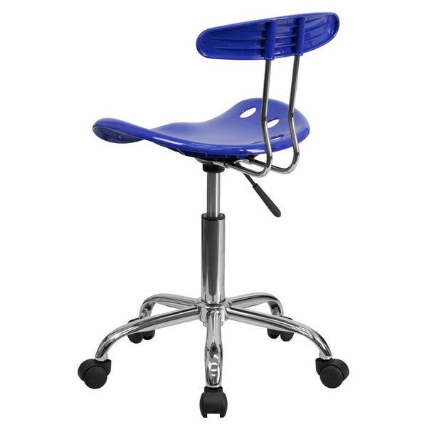 Vibrant Nautical Blue And Chrome Swivel Task Office Chair With Tractor Seat By Flash Furniture | Office Chairs | Modishstore - 3