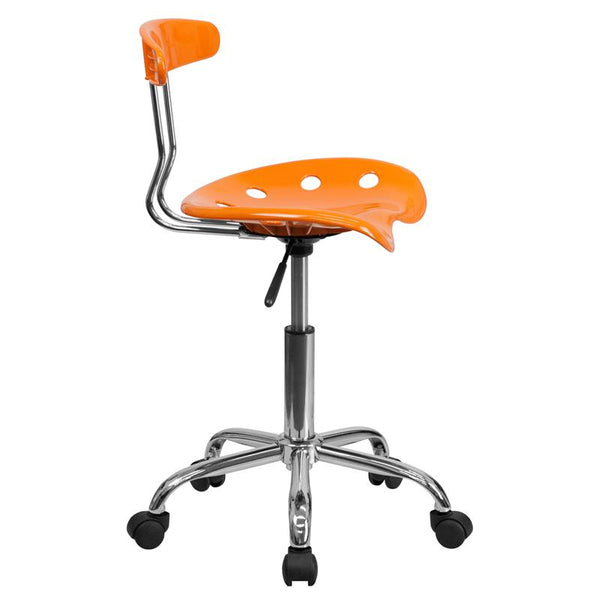 Vibrant Orange And Chrome Swivel Task Office Chair With Tractor Seat By Flash Furniture | Office Chairs | Modishstore - 2