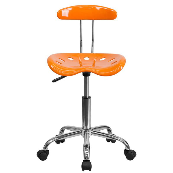 Vibrant Orange And Chrome Swivel Task Office Chair With Tractor Seat By Flash Furniture | Office Chairs | Modishstore - 4