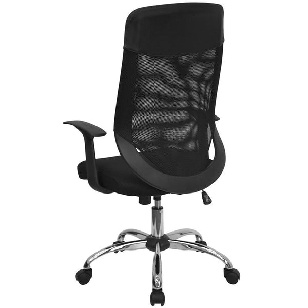 High Back Black Mesh Executive Swivel Office Chair With Arms By Flash Furniture | Office Chairs | Modishstore - 3