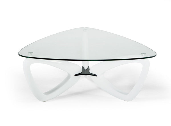 Vig Furniture Modrest Medina Contemporary Glass & White Coffee Table | Modishstore | Coffee Tables-8