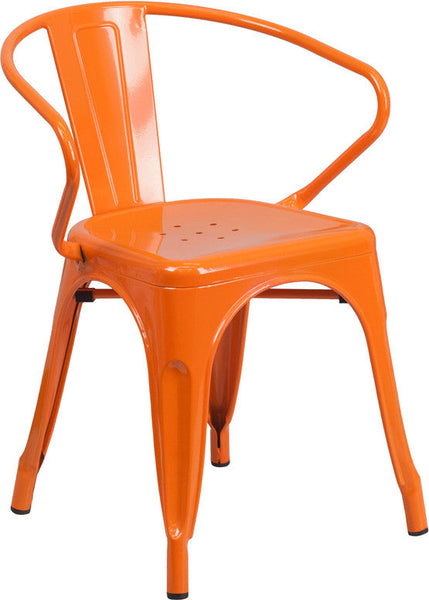 Flash Furniture Metal Indoor-Outdoor Chair With Arms | Outdoor Chairs | Modishstore-3