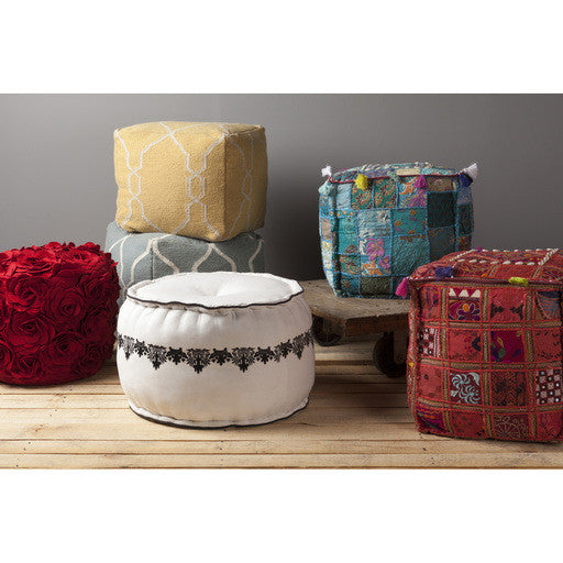 Surya Poufs Cube Pouf - Global - POUF-89 | Poufs | Modishstore