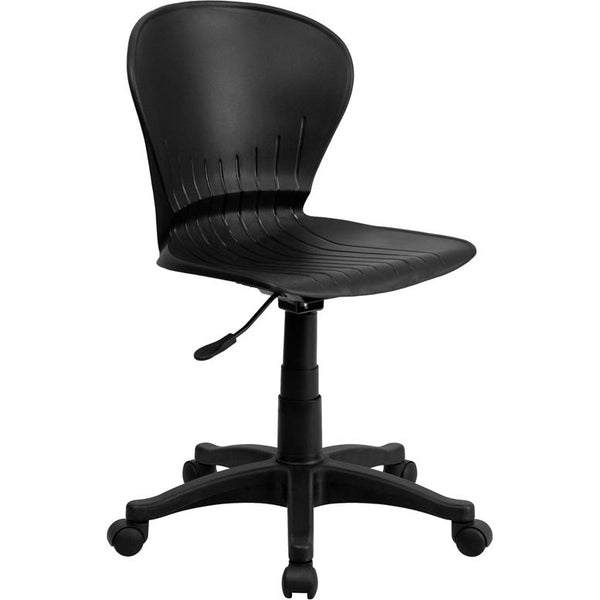 Mid-Back Black Plastic Swivel Task Office Chair By Flash Furniture | Office Chairs | Modishstore