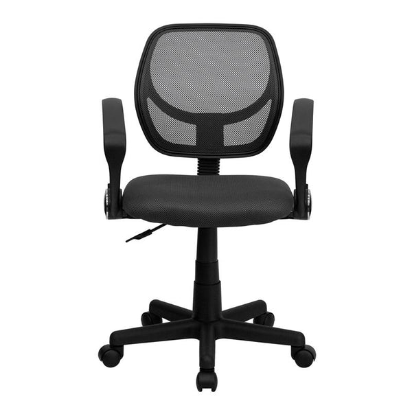 Low Back Gray Mesh Swivel Task Office Chair With Arms By Flash Furniture | Office Chairs | Modishstore - 4