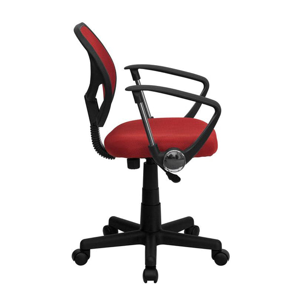 Low Back Red Mesh Swivel Task Office Chair With Arms By Flash Furniture | Office Chairs | Modishstore - 2