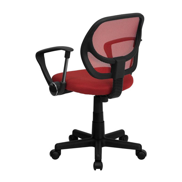 Low Back Red Mesh Swivel Task Office Chair With Arms By Flash Furniture | Office Chairs | Modishstore - 3