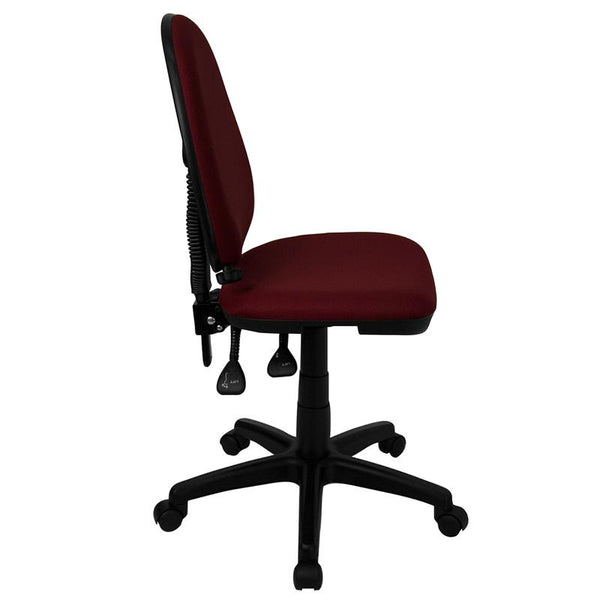 Mid-Back Burgundy Fabric Multifunction Swivel Ergonomic Task Office Chair With Adjustable Lumbar Support By Flash Furniture | Office Chairs | Modishstore - 2