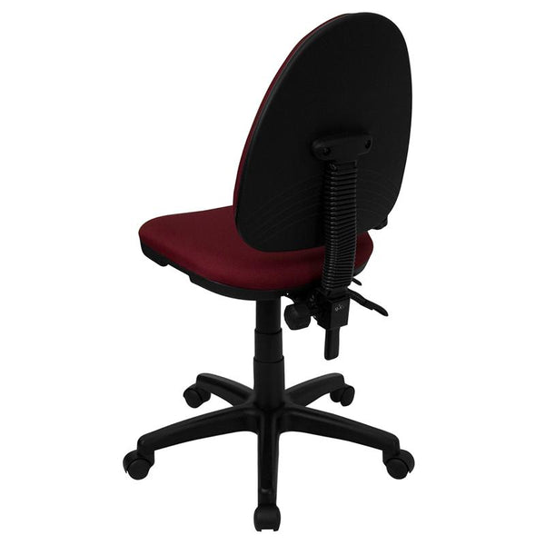 Mid-Back Burgundy Fabric Multifunction Swivel Ergonomic Task Office Chair With Adjustable Lumbar Support By Flash Furniture | Office Chairs | Modishstore - 3