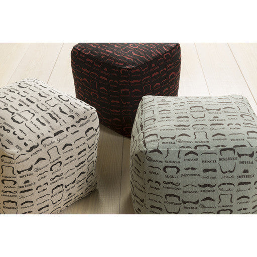 Surya Wax That Stache Cube Pouf - Novelty - WSPF-001 | Poufs | Modishstore