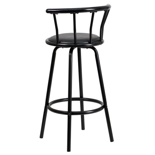 Crown Back Black Metal Barstool With Black Vinyl Swivel Seat By Flash Furniture | Bar Stools | Modishstore - 3